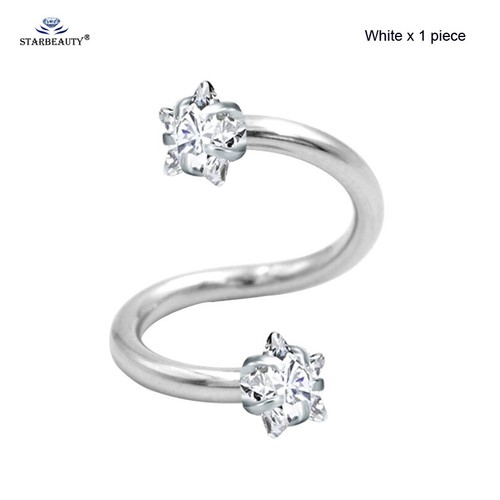 Stainless Steel CZ Helix Labret Cartilage Tragus Ear Lip Bar Stud Piercing - Picture 3 of 5