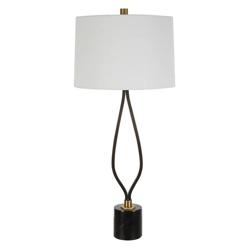 Open Black Iron Ellipse Table Lamp 36 in Tall Curve Minimalist Modern Oval Shape - Picture 4 of 7