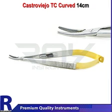 Microsurgical Surgery Castroviejo Needle Holder TC Dental Suture Forceps Curved
