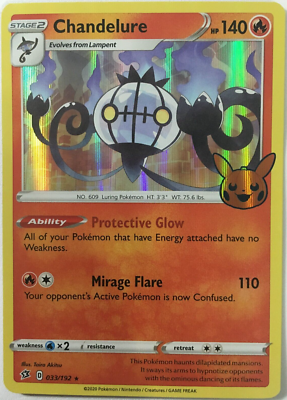 POKEMON CHANDELURE 033/192 TRICK OR TRADE HALLOWEEN SET RARE HOLO
