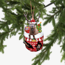 Deer Christmas Ornament, Deer Snow Pocket Ornament, Deer Lovers Ornament Gift