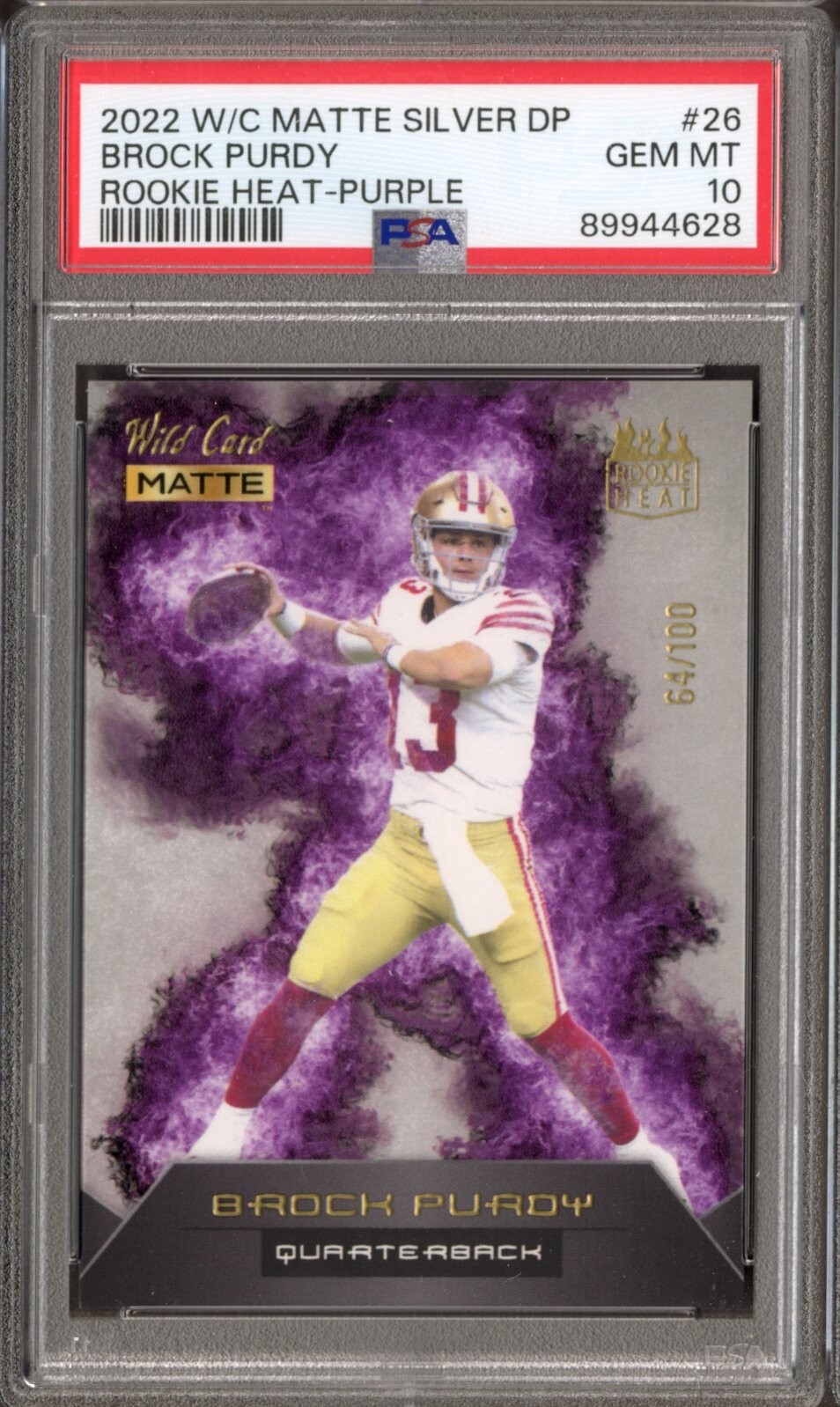 Brock Purdy Wild Card Matte Silver Draft Picks Rookie Heat #26 Purple