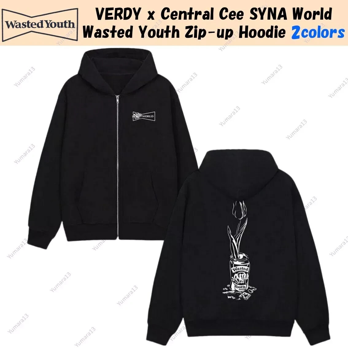 VERDY x Central Cee SYNA World Wasted Youth Zip-up Hoodie VERDY x Central Cee SYNA World Wasted Youth Zip-up Hoodie