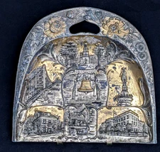 Antique Scenic Silent Butler CrumbTray Independence Hall Penn House US MInt More