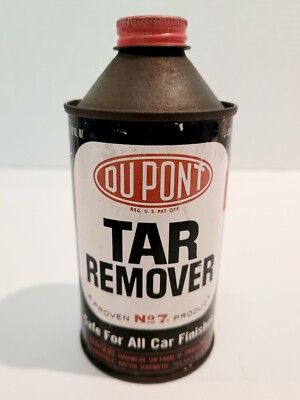 VTG DUPONT EMPTY TAR REMOVER CAN  ALSO DUPONT EMPTY HI PERF BRAKE FLUID CAN