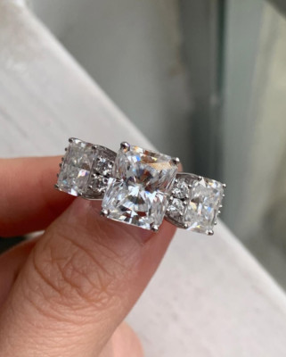 1.67Ct White Radiant Cut Moissanite Solitaire 925 Sterling Silver Wedding Ring