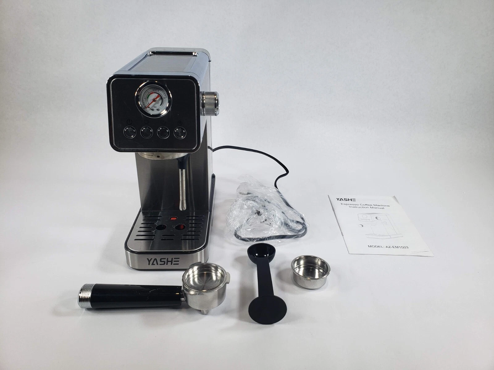 DAMAGED YASHE Espresso Machine 20 Bar Upgraded 1350W Espresso Maker CRACKED TANK