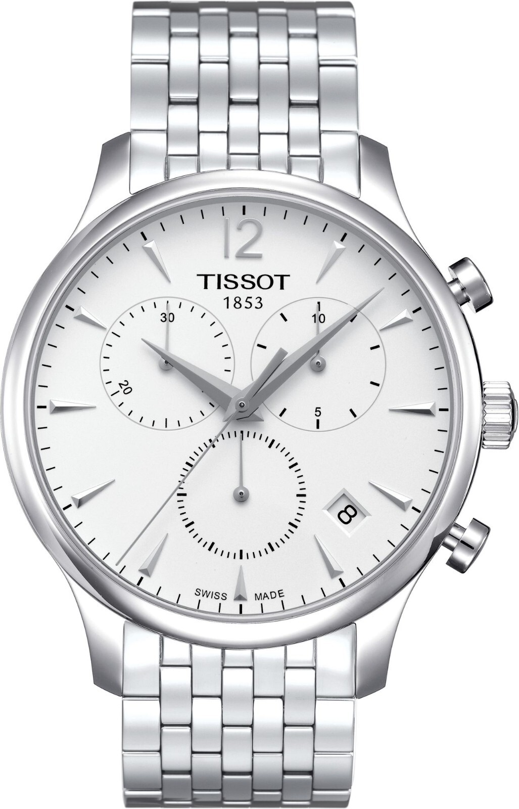 TISSOT T-Classic Tradition Chronograph Mens Watch 42mm Silver Dial Stainless Steel T0636171103700