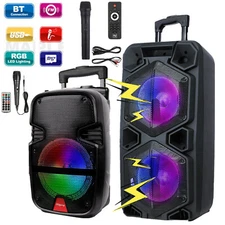 9000W Portable Bluetooth Speaker Sub woofer Heavy Bass Sound System Party+Mic