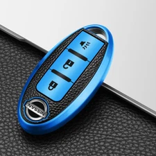 3 Button Blue TPU Key Fob Cover Case Holder Protect For Nissan Rogue Pathfinder
