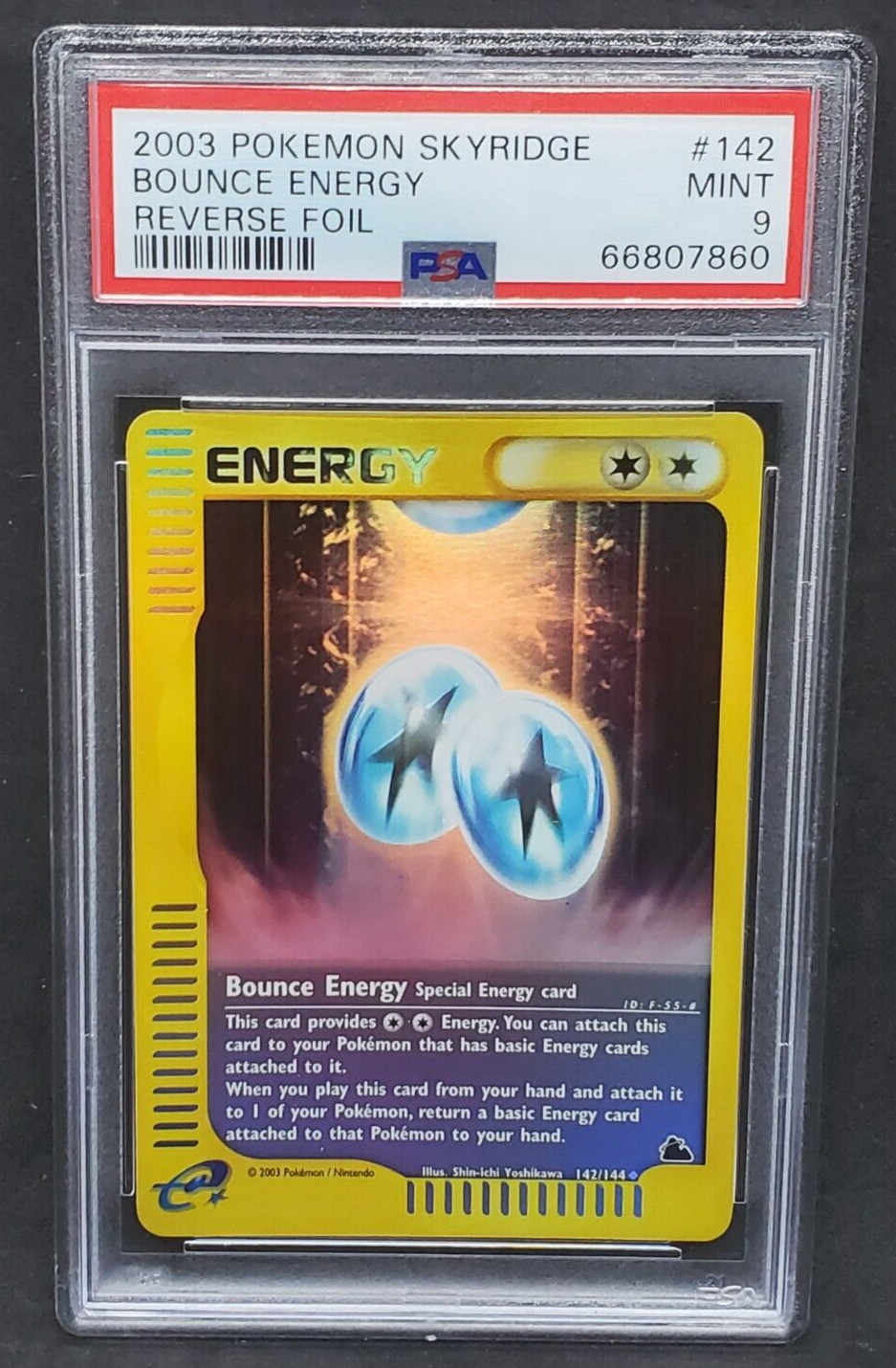 Pokemon PSA 9 MINT Bounce Energy 142/144 Skyridge Reverse Holofoil 2003 S#7860