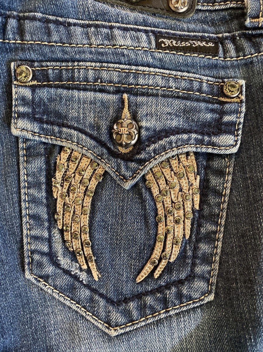 GILA ARCHIVE ♥ CRYSTAL WING BOOTSCUT DENIM PANTS CRYSTAL WING BOOTSCUT DENIM PANTS_BL - GILA ARCHIVE | 60
