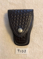 Don Hume Brown Leather Basketweave Handcuff Holster Pouch C303