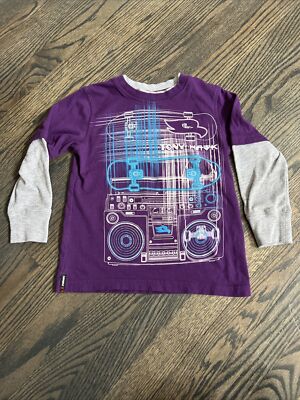 Tony Hawk Boys Layered Look Long Sleeve Purple Skate Shirt Size
