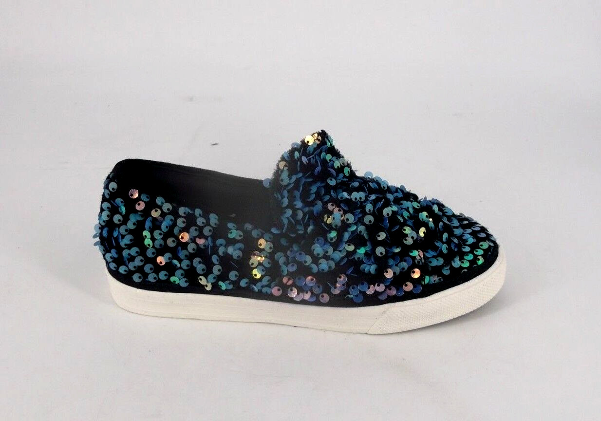 NEXT Girls Black/Blue Slip On Pumps UK 12 EU 30.5 SALE XX 09