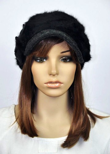 M82 Adorable Piel de Conejo Lana Alambre Sombrero Para mujeres Invierno Gorro Newsboy Gorra 7 Colores - Imagen 12 de 39