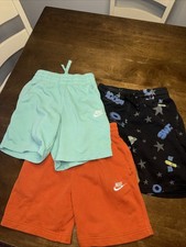 GUC Lot Of 3 Boys Nike Cotton Shorts Size Medium Black Orange Mint Green