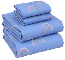 RUVANTI 100 Cotton Sheets Queen Size Percale Bedding, Queen, Baby Rainbow