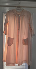 Vtg 1960s Shadowline Pink Duster Robe Sheer All Nylon Button Up Size S