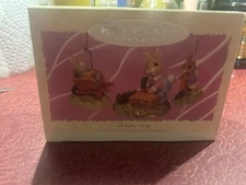 3 Pc 1997 Hallmark Tender Touches Bumper Crops Rabbit Spring Ornaments - NIB