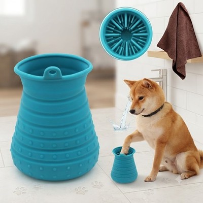 Portable Pet Paw Cleaner Cup Silicone Dog Foot Washer for Muddy Paws Blue