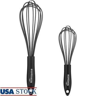 Stainless Steel Egg Beater Whisk Set Multiple Sizes Baking Cooking Easy Clean US