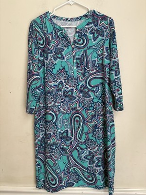 Coolibar Women Oceanside Tunic Dress Size S Paisley 3/4 Sleeve Pull On UPF 50+