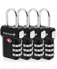 Fosmon TSA Accepted Luggage Locks, (4 Pack) Open Alert Indicator 3 Digit Comb...