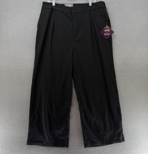 Ava  Viv Pants Womens 17 Black Wide Leg Pleated Stretch Waist Band Pockets NWT