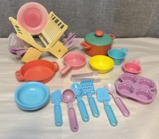 CDI Play Dishes Dish Rack Measuring Cups Utensils Pots Pans Pretend Kitchen Kids