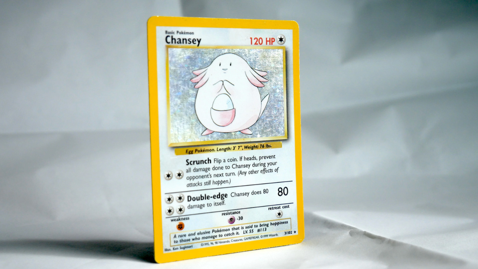 Pokemon TCG Chansey 3/102 Base Set Holo Rare Unlimited 1999 WOTC LP
