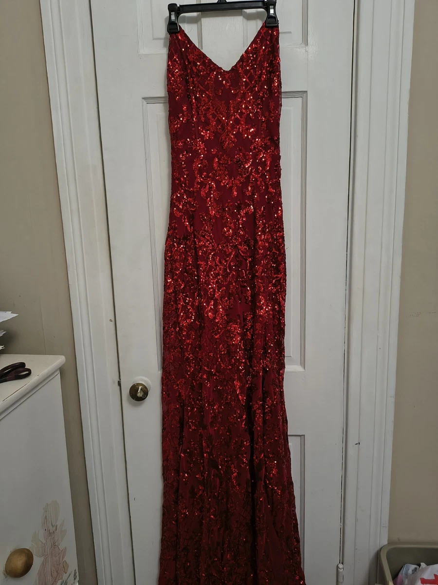 strapless open back dress Red Sequin Mini Sleeveless Dress main image 0
