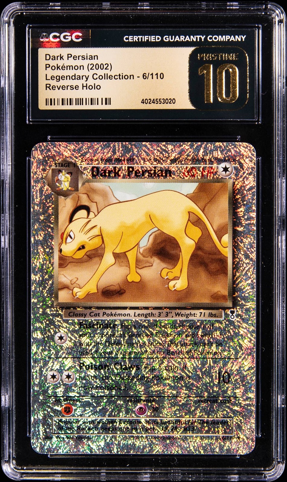 Dark Persian 2002 Legendary Collection #6 Reverse Holo Price Guide