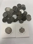 50 1943 Steel Wheat Pennies WWII Coin Lot + 90% Silver Quarter & Mercury Dime