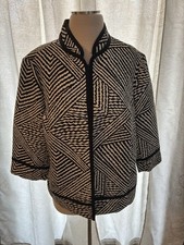 Chico's Travelers Reversible Zebra Print Zip Front Jacket Black/White Sz 3