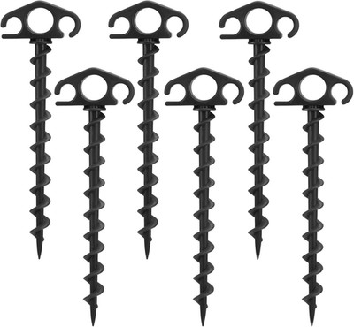 Tent Stakes Ground Anchors Screw In, 6 Pack Sand Stakes for Beach 9.4 Inch Heavy