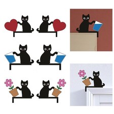 Wood Cat Door Corner Sign Door Frame Decoration for Balcony Shop Front Doors