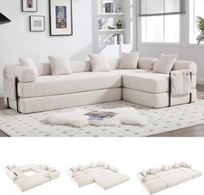 Oversized Modular Cloud Couch Corduroy L-Shaped Sectional Sleeper Sofa Bed