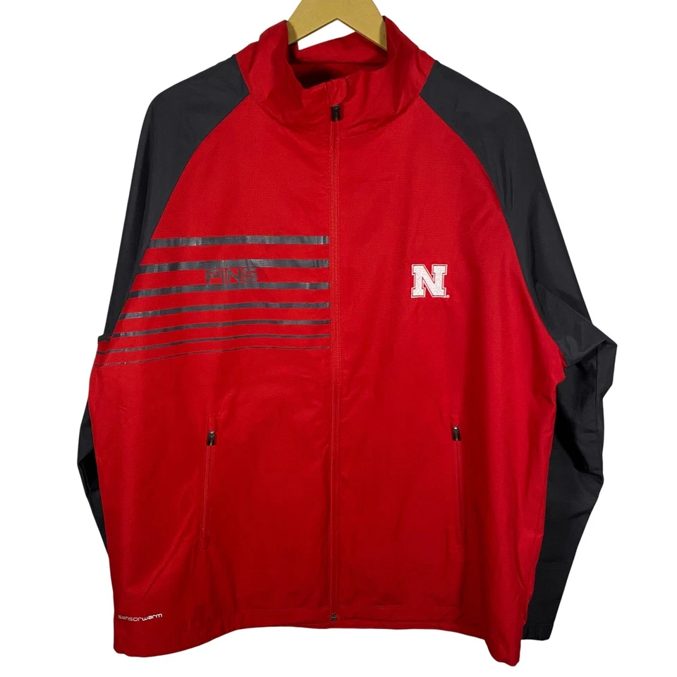 Chaqueta de golf NWoT Ping Sensorwarm Nebraska Huskers NCAA fútbol rojo para hombre L/G Foto 2 de 4