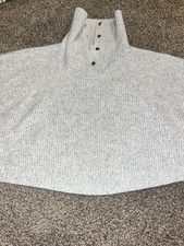 Loft poncho sweater XS - small grey/white button up Oversized Cozy