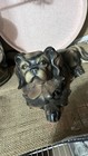 Vintage 12in Pekingese Dog Chalkware Statue Signed 1981