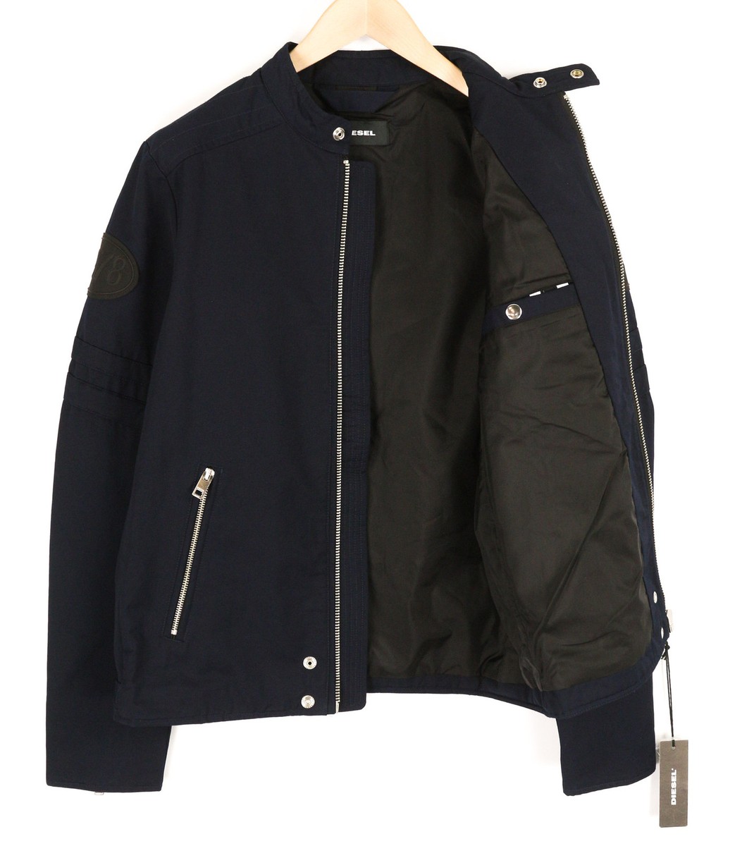 DIESEL J-Glory Men Jacket L Black Full Zip Band Neck Lined DIESEL J-Glory Men Jacket L Black Full Zip Band Neck Lined