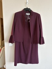 Tahari Women's Sheath Dress With Matching Jacket Burgundy Size 12 NWT