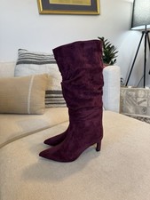 Time and Tru Faux Suede Slouch Boots with Kitten Heels, Burgundy, Sz 6, NWT