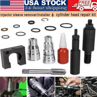 #ad For 6.0L Ford Powerstroke Head Repair Tool Kit and Injector Sleeve Cup Puller $211.00