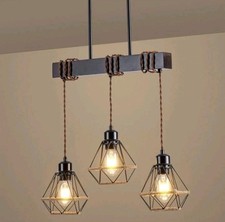 3-Light Farmhouse Kitchen Island Chandelier - Black Industrial Pendant Light