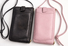 Lot -2 Valentina Leather Crossbody Phone Wallets/Mini Purses  Black  Blush Pink