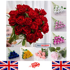 1/5/10/20pcs Artificial Single Rose With Stem Silk Flowers Bouquet Wedding Party