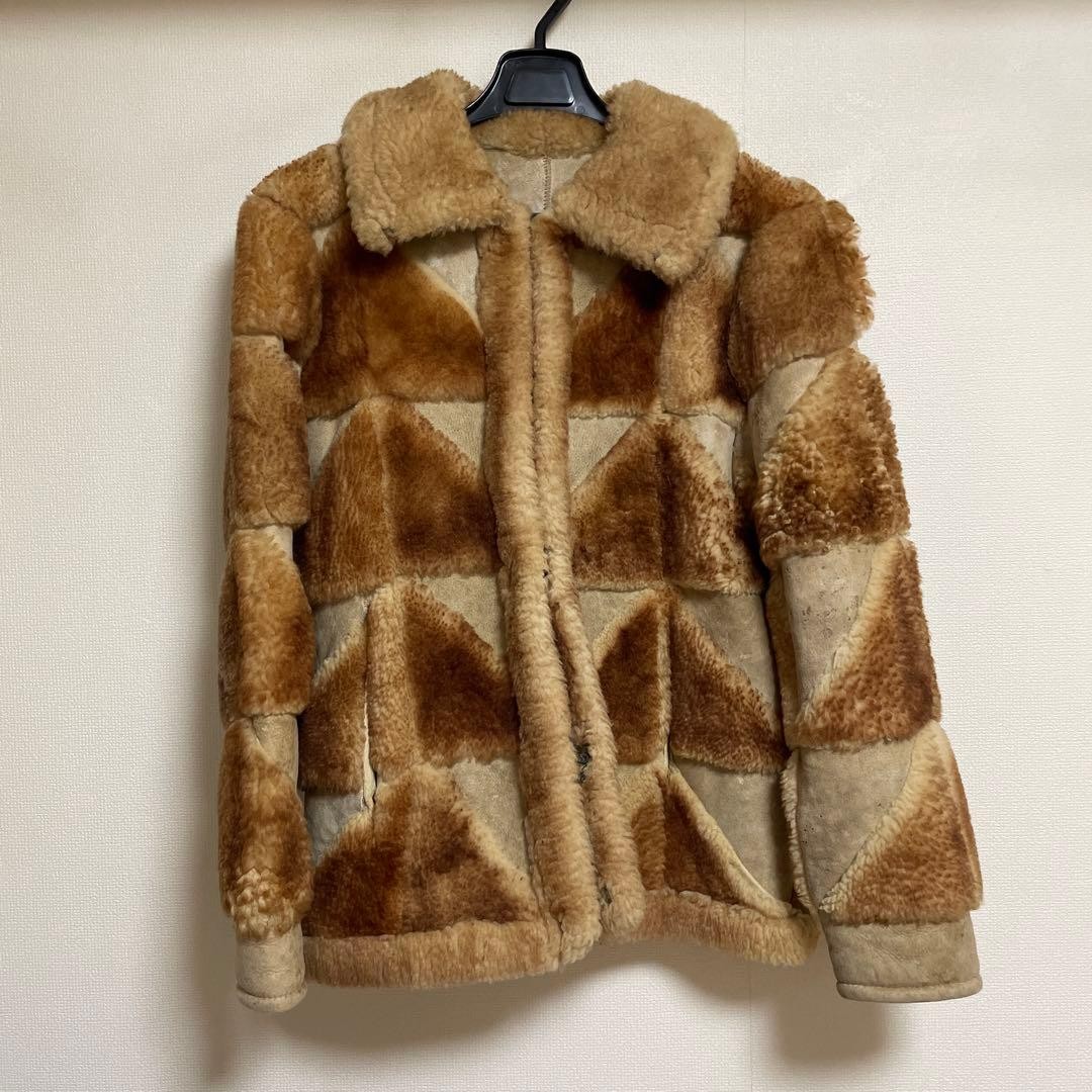 70s 80s vintage patchwork shearling jacket - image 1
