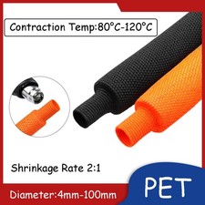 PET Woven Heat Shrink Tubing Wire Protection Organization Sleeve 4mm-100mm Dia
